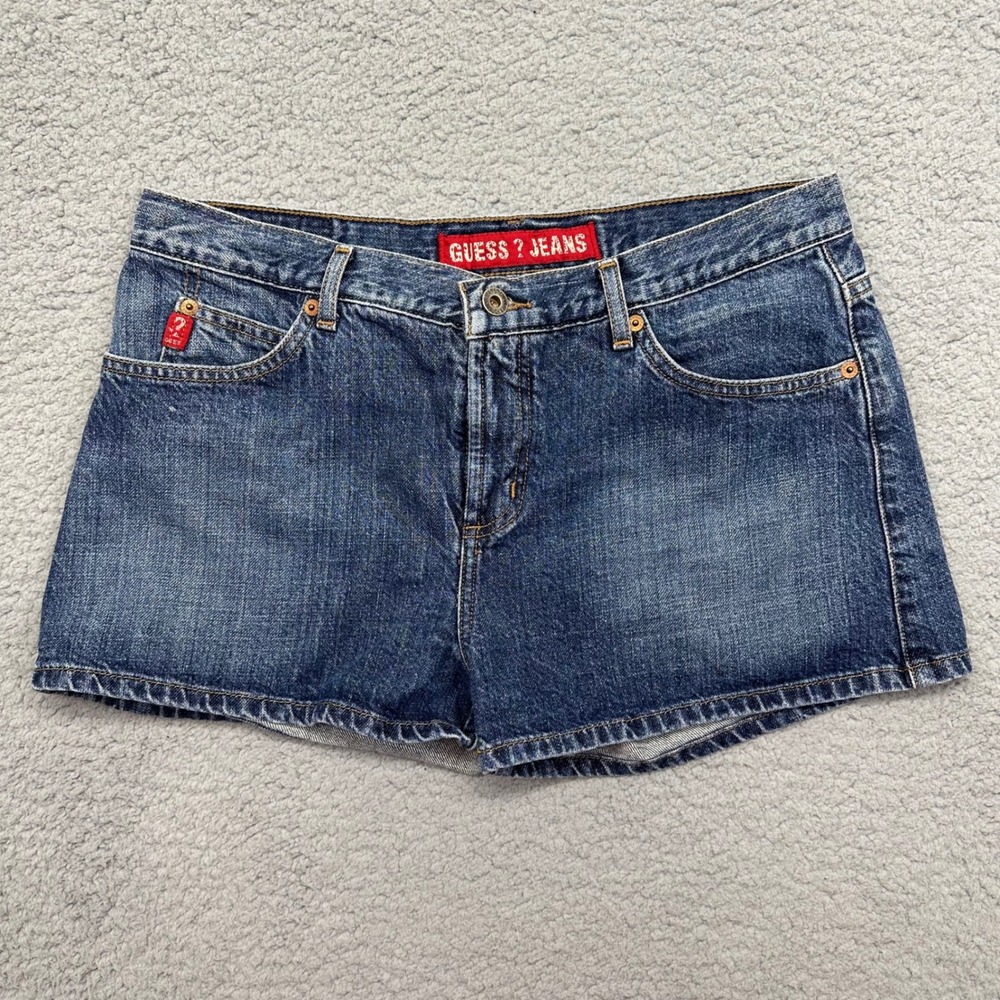 Guess 19933 Womens Size 31 Vintage Y2K Cotton Rigid Blue Denim Mini Jean Shorts